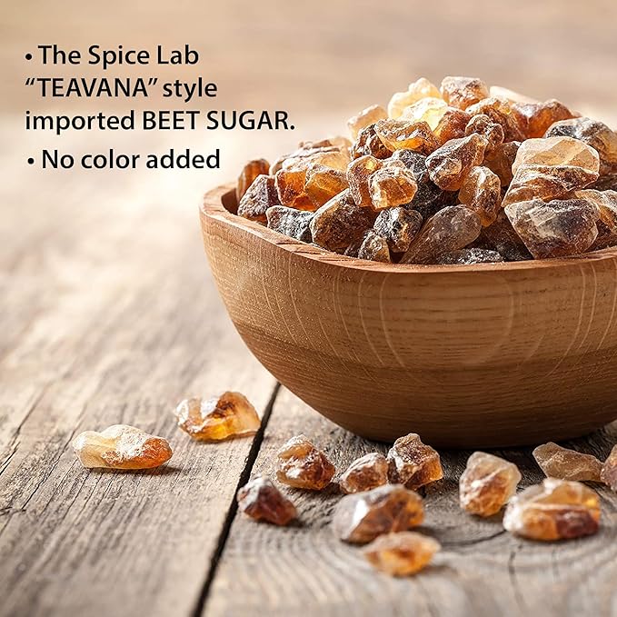 The Spice Lab Belgian Rock Sugar – Authentic Beet Sugar Crystals – Amber Sweetener For Tea & Coffee