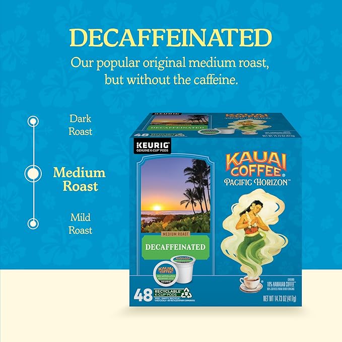 Kauai Coffee K-Cup Pods for Keurig Brewers – Arabica Coffee, 10% Hawaiian – Medium Roast, Bright