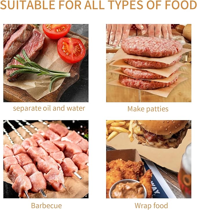 Hamburger Patty Paper Squares - burger paper 500 pieces, 5.5x5.5 in baking paper for burger press