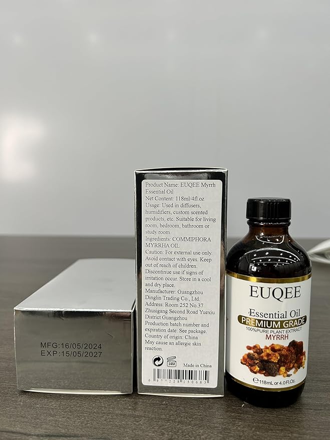 Myrrh Essential Oil, Premium Myrrh Oil with Glass Dropper for Aromatherapy, Diffuser, Soap Candle