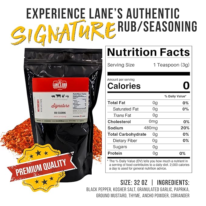 Lane's Signature BBQ Seasoning Rub, All-Natural BBQ Seasonings and Rubs, Perfect for Beef, Meat