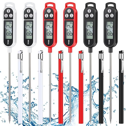 6 Pcs Meat Food Thermometer Food with Probe Water Liquid Instant Read Digital Thermometer Kitchen