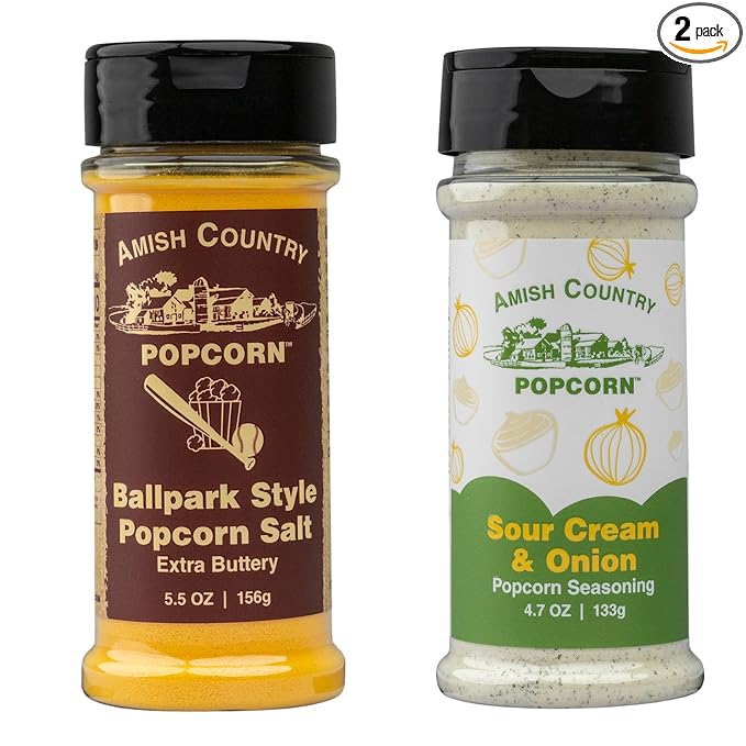 Amish Country Popcorn | Seasoning Variety Pack | Ballpark Style Buttersalt - 5.5 oz and Sour Cream