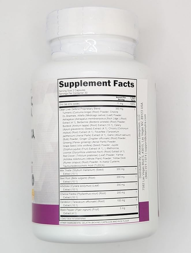 Clean Nutraceuticals Milk Thistle NAC Chanca Piedra Beet Root Artichoke Dandelion Root - Liver