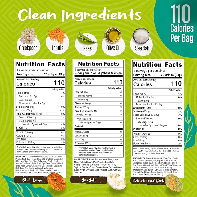 PeaKaPop Veggie Chips ??Plant-Based, Healthy Veggie Crisps with Pea, Lentil & Chickpea Protein