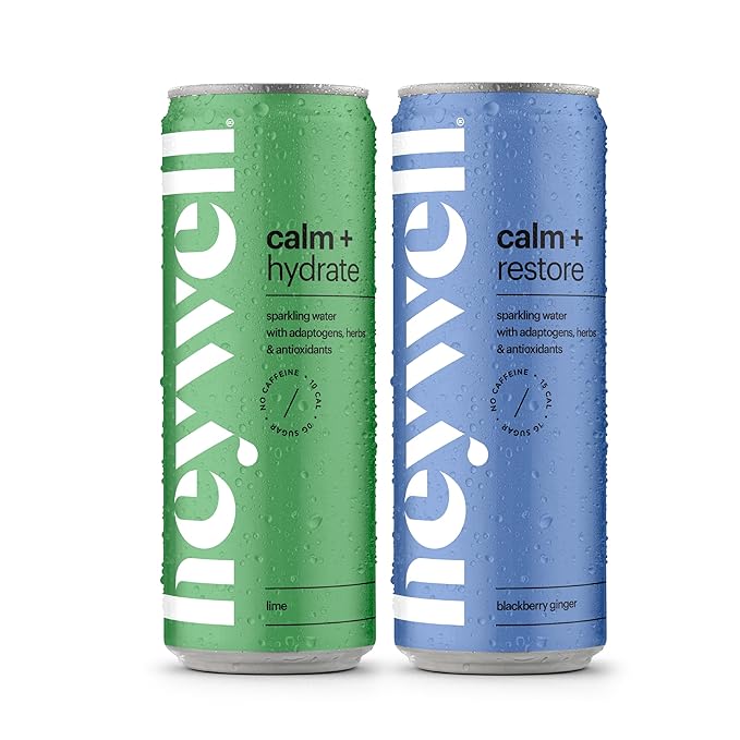 Heywell Sparkling Adaptogenic, Calm Variety Pack, 12 Fluid Ounce (Pack of 12) - Organic, Non GMO