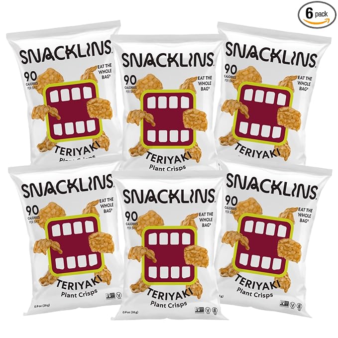 SNACKLINS Plant Based Crisps TERIYAKI - Gluten Free, Grain Free, 100% Kosher, Vegan Healthy Snacks