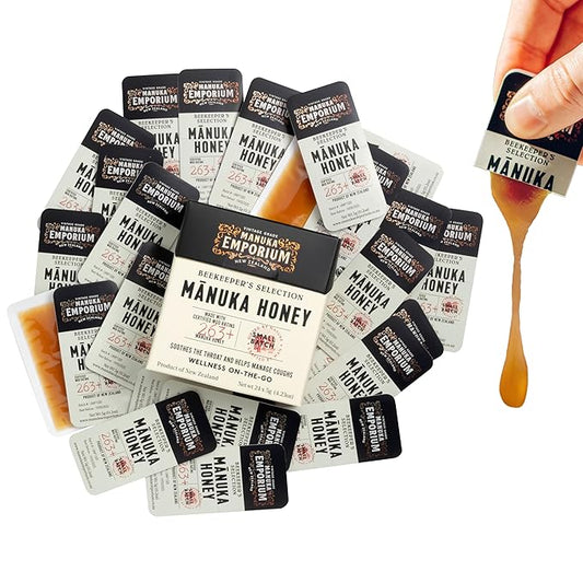 Manuka Emporium Raw Manuka Honey Packets MGO 263+ | 24 x 0.18oz Single-Serve Snaps | Certified