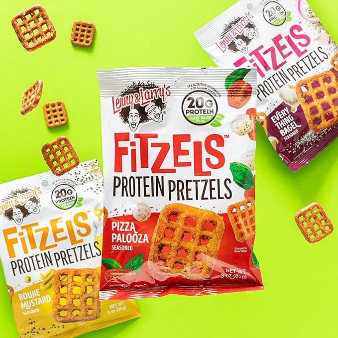 Lenny & Larry's FITZELS Variety Pack, 3 Flavors, 12 Count- Savory Pretzel Snacks Incredibly Tasty