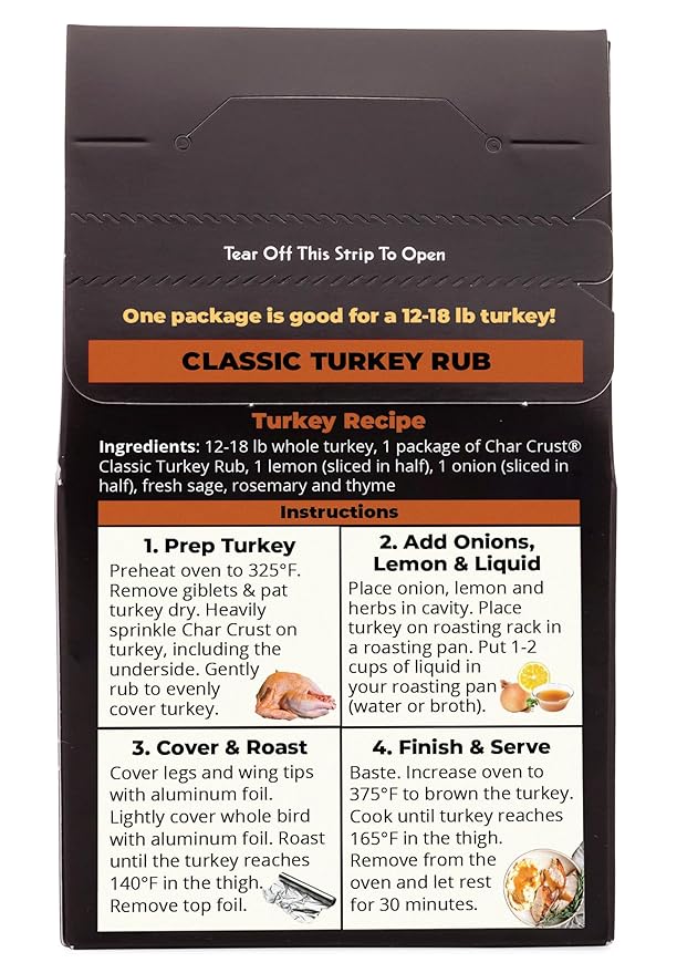 Char Crust Classic Turkey Rub | All-in-one seasonings | Perfect for Turkey, Poultry and Potatoes |