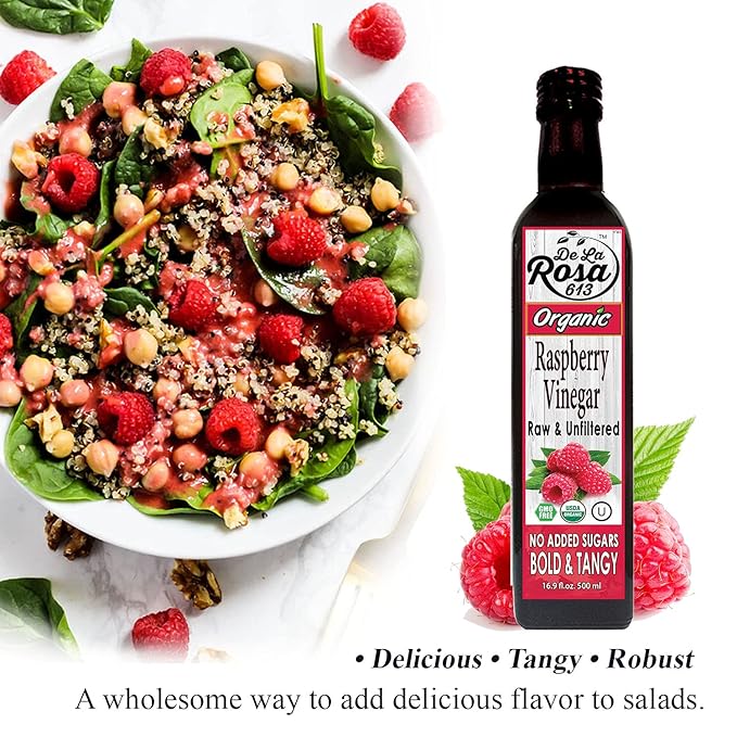 De La Rosa Organic Vinegar Variety Pack, Raspberry, Pomegranate & White Balsamic Vinegar, Vegan