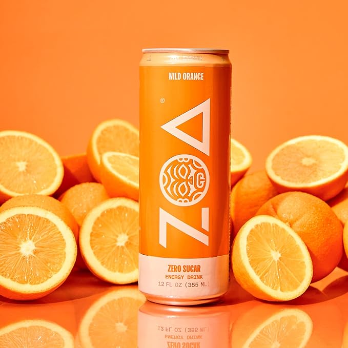 ZOA Zero Sugar Energy Drinks, Wild Orange - Sugar Free with Electrolytes, Healthy Vitamin C, Amino