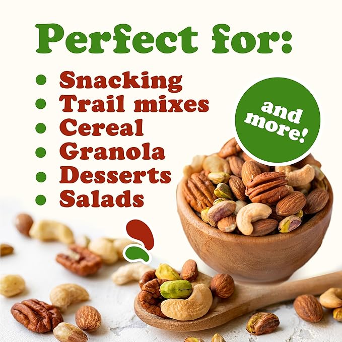 Food to Live Organic Four Nuts Mix, 1 Pound ??A Blend of Dry Roasted Pistachios, Almonds, Pecans