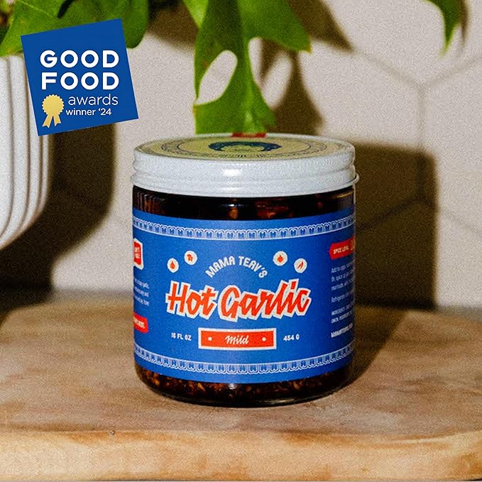Mama Teav's Mild Garlic Chili Crisp - Mild, Crunchy, Umami Chili Oil with Garlic & Cambodian Chilis