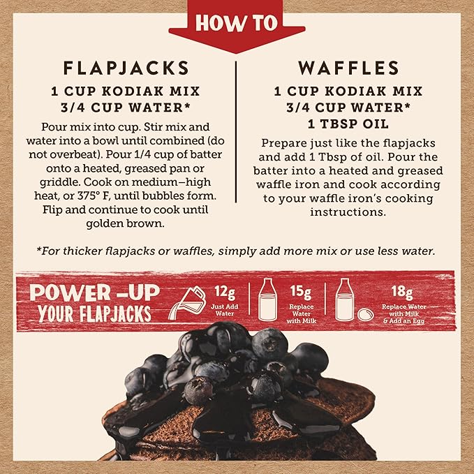 Kodiak Cakes Protein Pancake Power Cakes, Flapjack and Waffle Baking Mix, Dark Chocolate, 18 Ounce