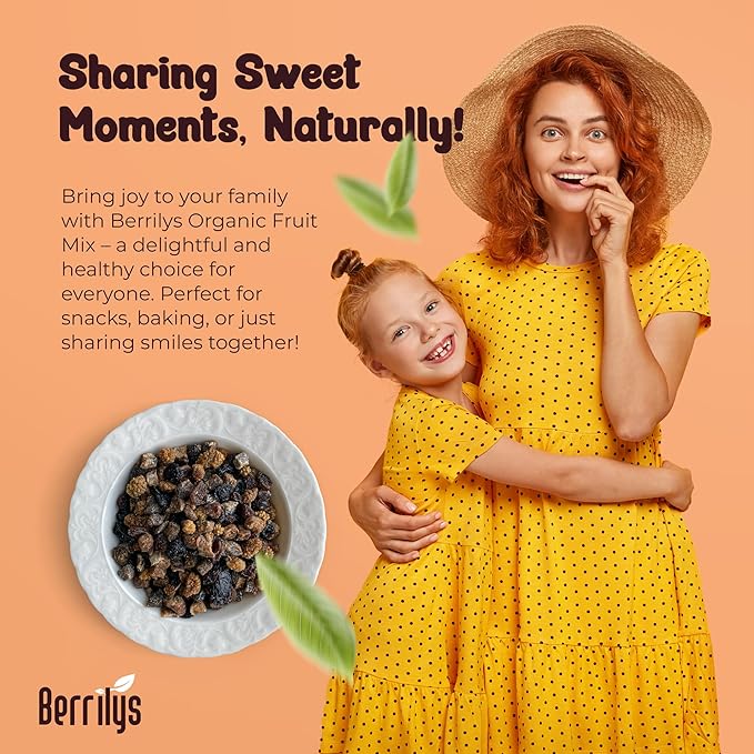 Berrilys Dried Fruit Mix, 2 Lbs, Organic, Diced Figs, Diced Apricots, White Mulberries, Sultanas