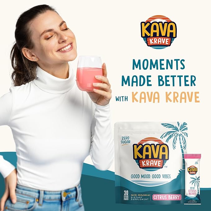 Citrus Berry Kava Drink Mix ??30 Pack for Natural Energy, Mood Support, Stress Relief & Nootropic