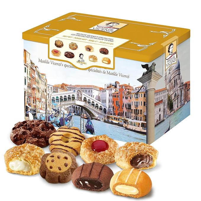Matilde Vicenzi Venezia Cookie Tin - Italian Pastries & Bakery Cookies in Individually Wrapped