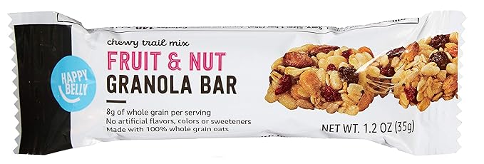 Amazon Brand - Happy Belly Fruit & Nut Chewy Trail Mix Granola Bars, 6 Count