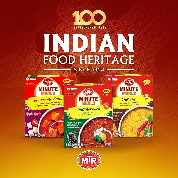 MTR - Minute Meals: Dal Makhani - Rich Black Lentil Curry - Authentic Indian Ready-To-Eat Meal - No