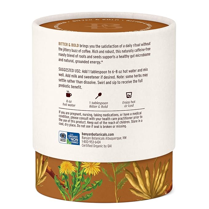 Banyan Botanicals Bitter & Bold – Organic Caffeine-Free Herbal Coffee Alternative – Milk Thistle