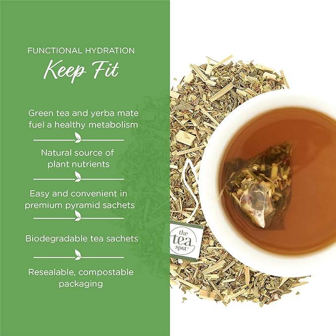 The Tea Spot Organic Keep Fit Green Tea with Yerba Mate and Matcha for Metabolic Support | Blend of