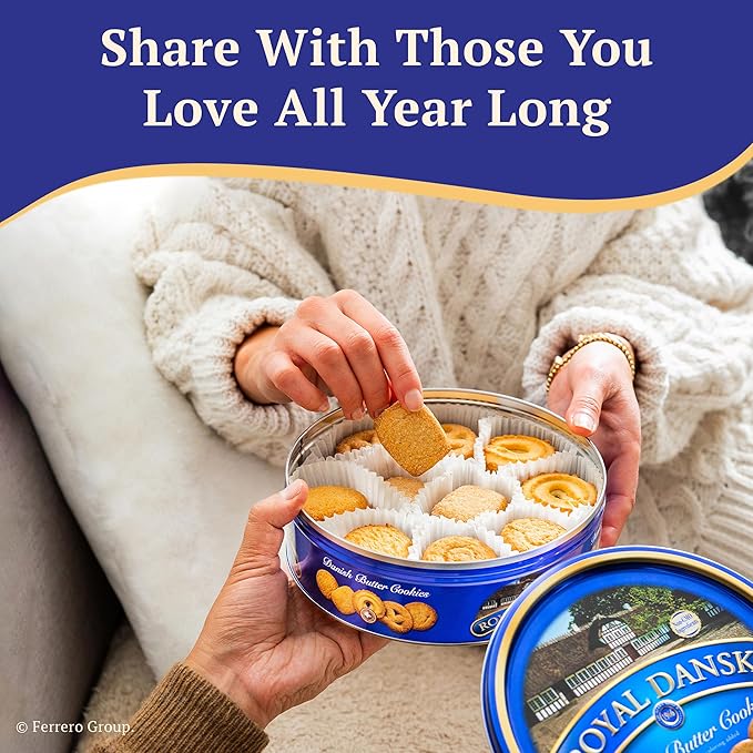 Royal Dansk Garden Cookie Collection & Danish Butter Cookies, 4-Pack, Includes Two 12 oz and Two