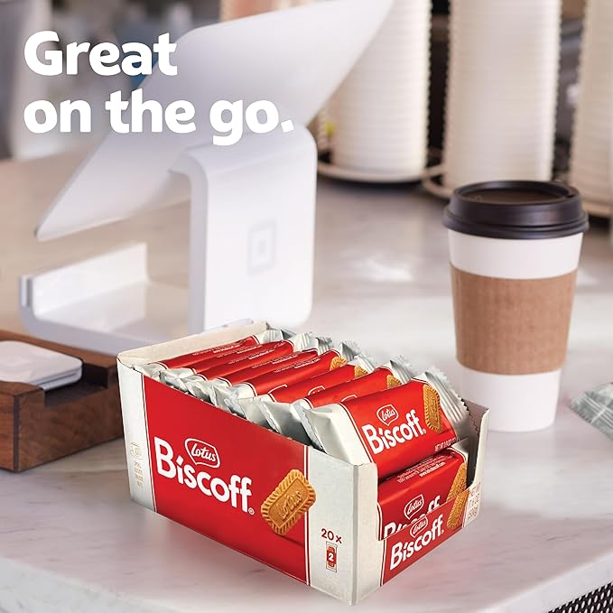 Lotus Biscoff Cookies, Caramelized Biscuit Cookie Snack, Dispenser Box (20 sleeves of 2 extra large