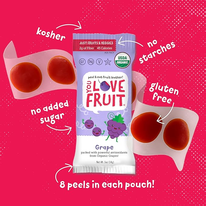 YOU LOVE FRUIT - Fruit Snacks Variety Pack 30 count, 100% Natural Gluten-Free, Vegan, Low Carb, Low