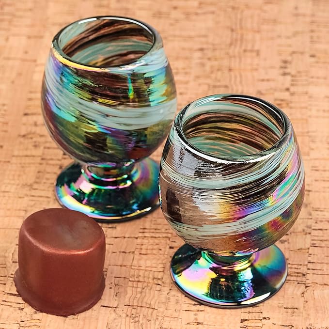 Authentic Mexican Tequila Hand Blown Shot Glasses - Set of 4-2 oz - Mini Glass Snifters - Heavy
