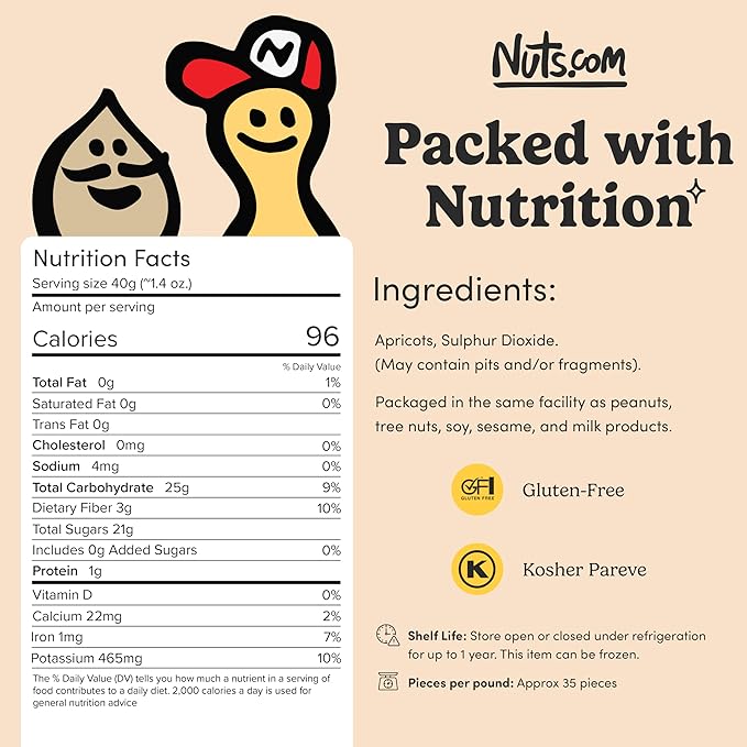 Nuts.com – Dried Apricots Turkish – No Sugar Added, Healthy Fruit Snack for Adults & Kids