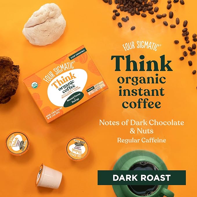 Four Sigmatic Mushroom Coffee K-Cups | Organic Dark Roast Coffee with Lion’s Mane Mushroom Powder &
