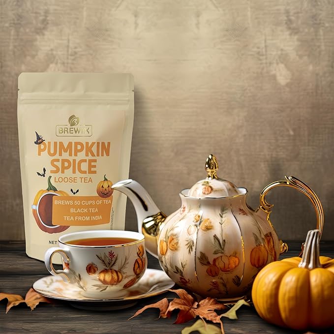 BREWIX, Pumpkin Spice Black Tea, Loose Leaf Tea (50+ Cups, 3.53oz/100g) | Fall | Halloween | Warm