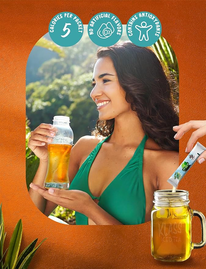 Klass Iced Tea Drink Mix - Sugar Free Variety Pack - Peach & Lime Black Tea On-The-Go! (44 Count