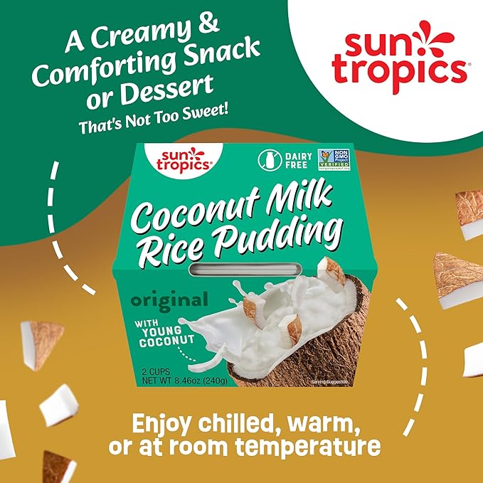 Sun Tropics Coconut Milk Rice Pudding Snack, Original, Gluten Free, Dairy Free, Vegan, Low Sugar