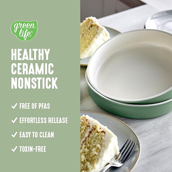 GreenLife 6 Piece Nonstick Bakeware Set, Non-Toxic PFAS-Free Ceramic Oven Pans, Dishwasher & Oven