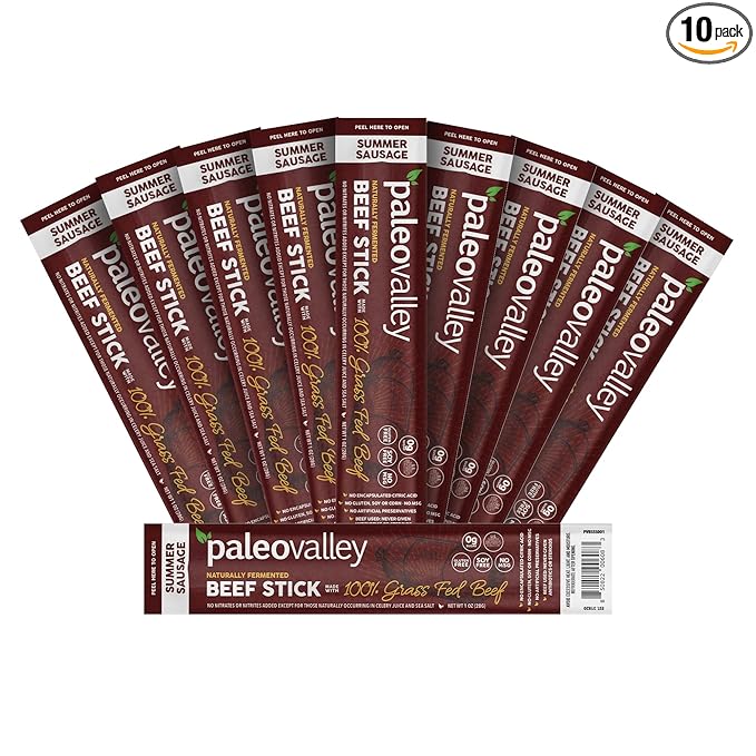 Paleovalley 100% Grass Fed Summer Sausage Beef Sticks