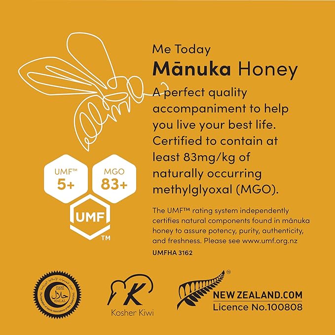 Me Today Manuka Honey UMF 5+/MGO 83+, Organic Manuka Honey Medical Grade from New Zealand, Lab