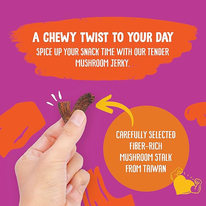 The Daily Good Mushroom Jerky - Single-Pack Snacks, High-Fiber Mushroom Snack, Meatless &