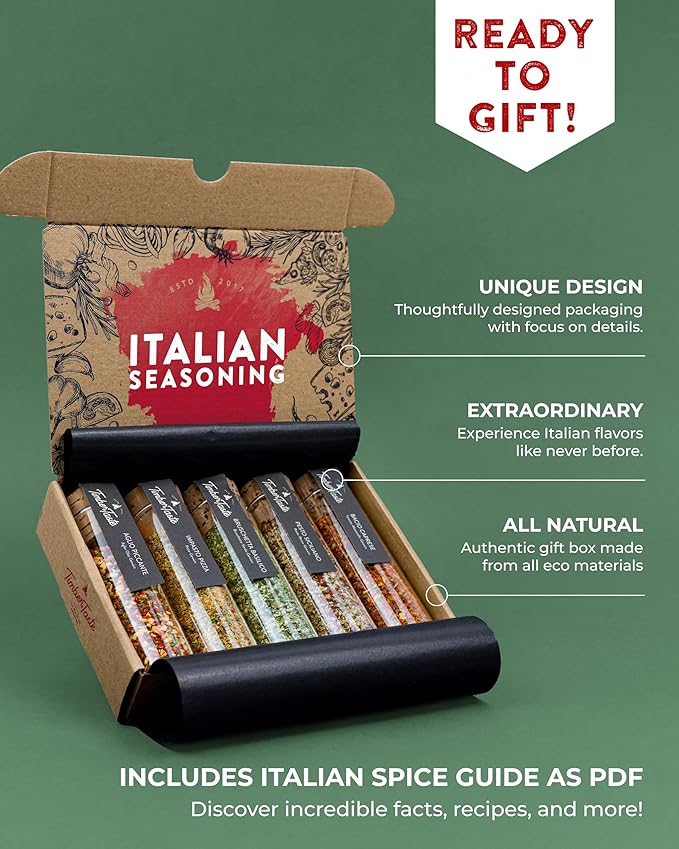 TIMBER TASTE® Italian Spice Gift Set - Gourmet Flavors of Italy - Italian Spices & Seasonings Set