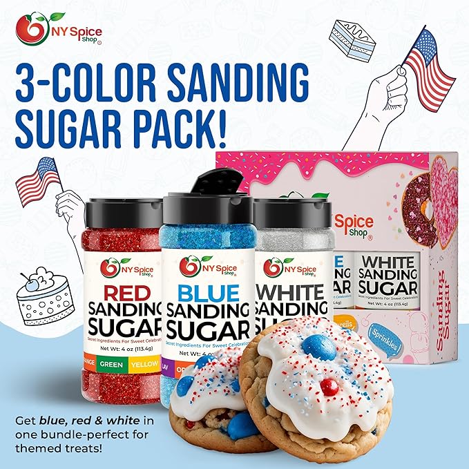 NY Spice Shop Blue Sanding Sugar - 4 Ounce Sweet Colorful Edible Sprinkles For Candy Dish - Sugar