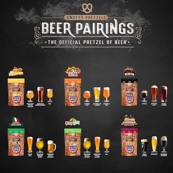 Knotty Pretzels - "The Official Pretzel of Beer" 7.5 Ounce Pretzel in Resealable Snacks Bags