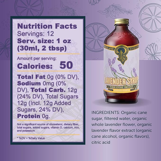 Portland Syrups Lavender Syrup - Lavender Beverage Concentrate for Tea, Matcha, Coffee, Sodas, and