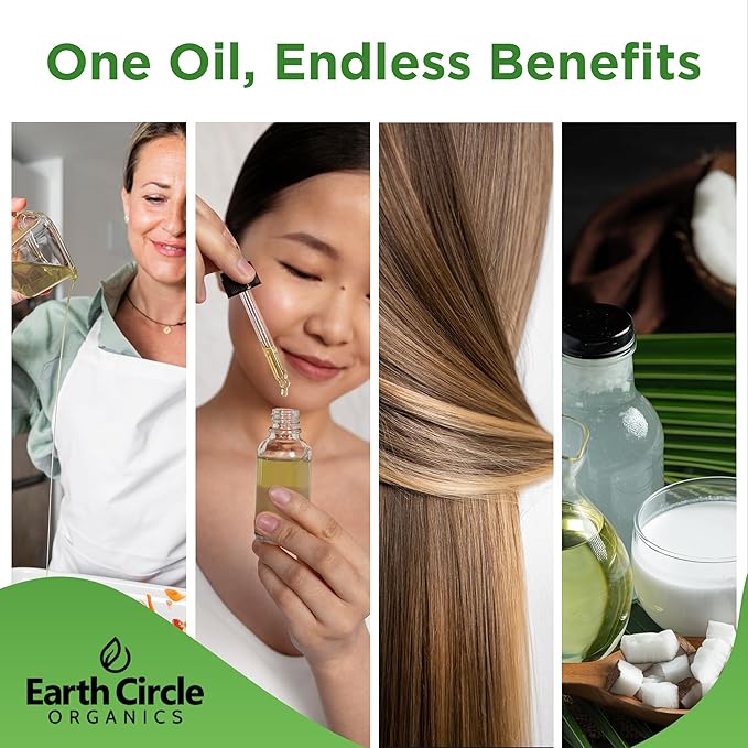 Earth Circle Organics Refined Coconut Oil - Ultra Premium Steam Refined, Keto & Paleo Friendly