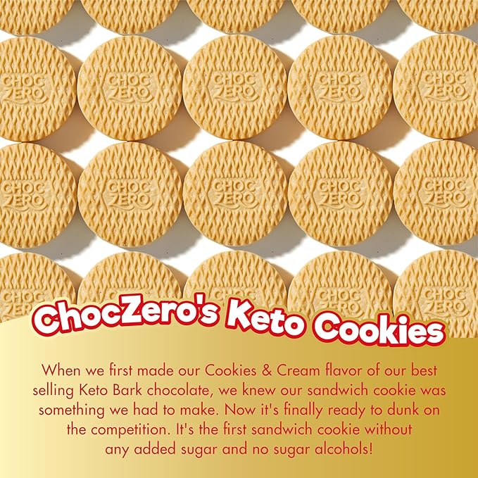 ChocZero Gluten-Free Vanilla Sandwich Cookies with Creme - Low Sugar, Keto Friendly Dunkies (1 Box