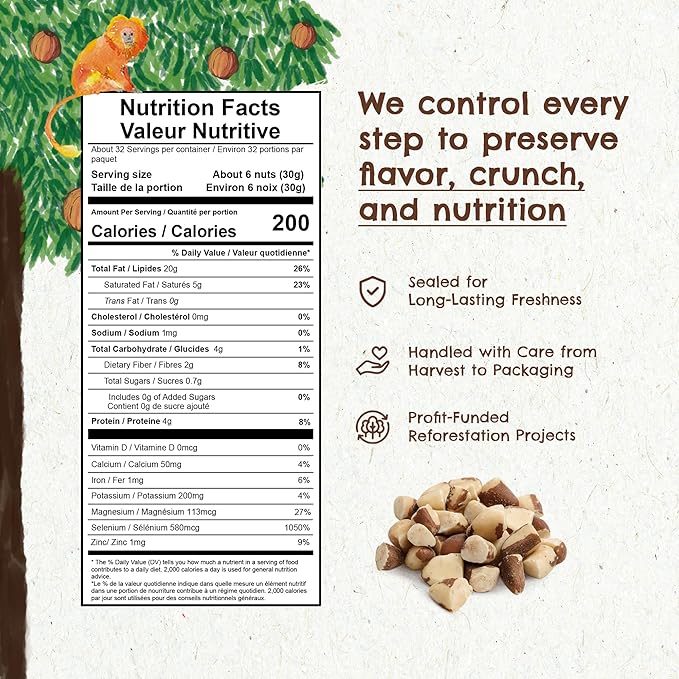 Snack The True Organic Broken Brazil Nuts 32 oz – Raw and Unsalted – Healthy-Rich in Vegetable