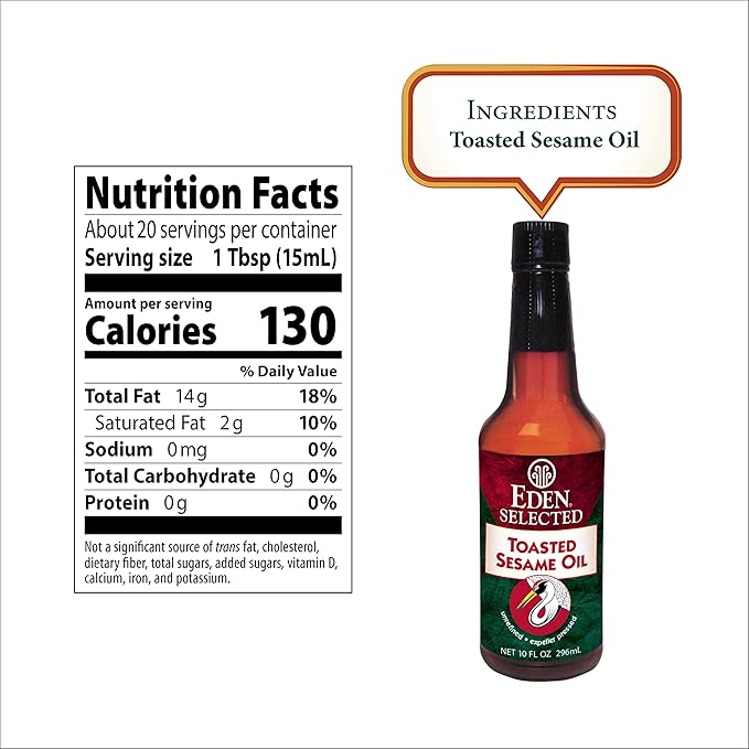 Eden Toasted Sesame Oil, Unrefined, Expeller Pressed, Product of Japan, Non-GMO, 10 fl oz