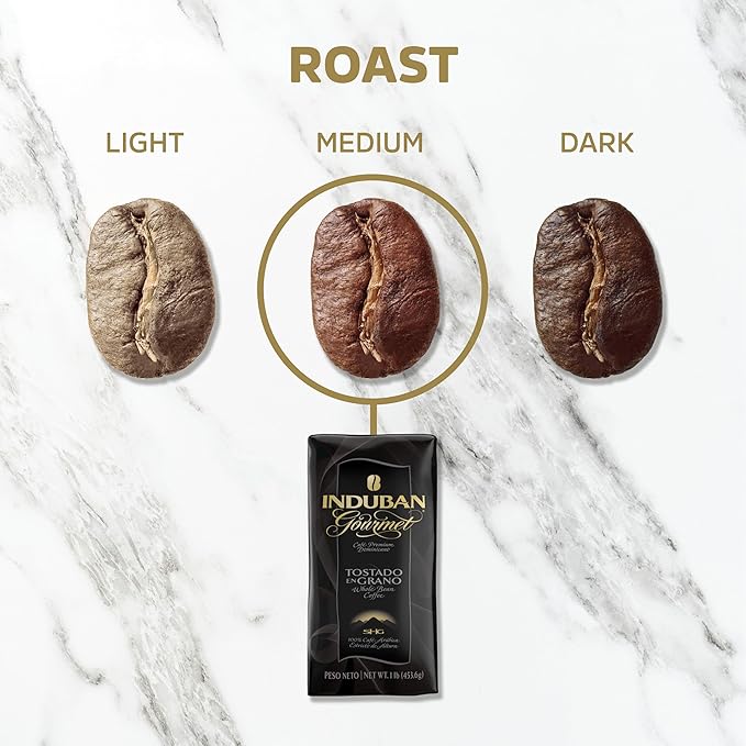 Induban Gourmet, 16 oz Bag, Whole Bean Coffee, Medium Roast - Premium 100% Arabica Coffee from the
