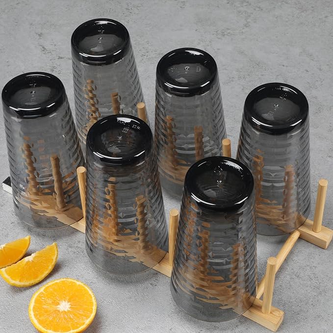 Acrylic Clear Highball Plastic Cups | Plastic Reusable Tumblers 22oz (Set of 6) | Stackable |