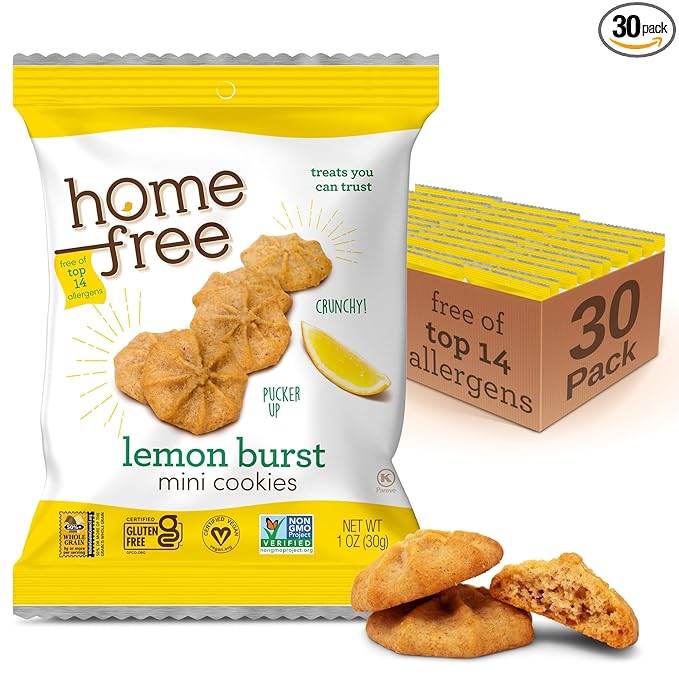 Homefree Treats You Can Trust Gluten Free Mini Cookies, Single Serve, Lemon Burst, 1.0 Ounce (Pack